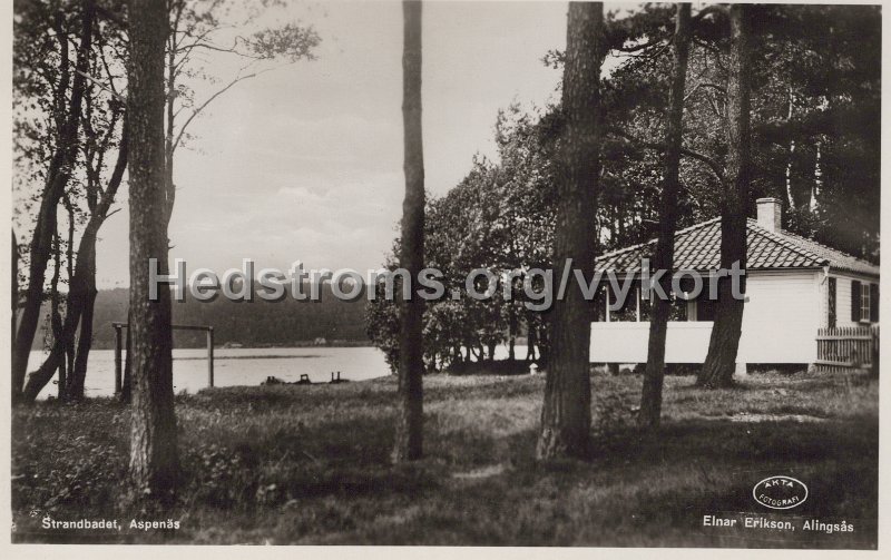 Strandbadet, Aspenas. Odaterat. C. A. Traff. Einar Erikson, Alingsas.jpg - Strandbadet, Aspenäs.Odaterat.C. A. Träff. Einar Erikson, Alingsås.