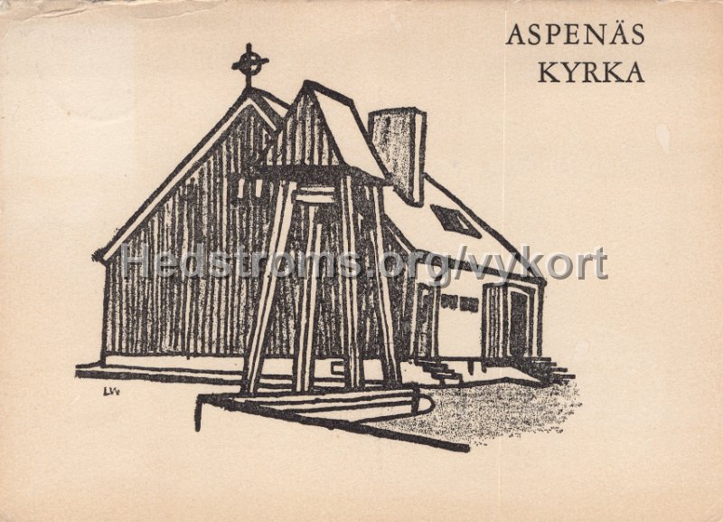 Aspenas Kyrka. Postganget 21 december 1966.jpg - Aspenäs Kyrka.Postgånget 21 december 1966.