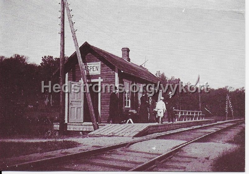 Aspens hallplats invigdes ar 1909 (Lerum.  Nyproduktion, odaterat. Haspen forlag.jpeg - Aspens hållplats invigdes år 1909 (Lerum).Nyproduktion, odaterat.Haspen förlag.