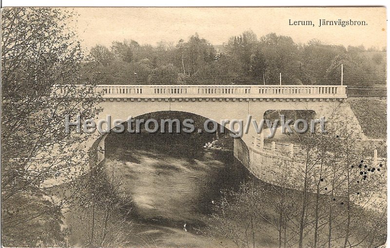 Lerum, Jarnvagsbron. Postganget 9 augusti 1919.jpeg - Lerum, Järnvägsbron.Postgånget 9 augusti 1919.Förlag Svenska Litografiska AB