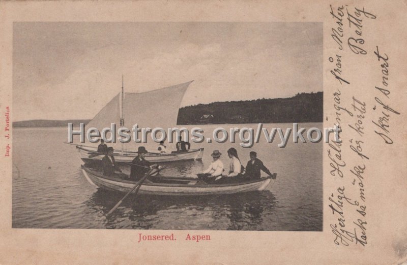 Jonsered. Aspen Postganget 30  november 1902. Imp. J. Portelius.jpg - Jonsered. Aspen.Postgånget 30  november 1902.Imp. J. Portelius.