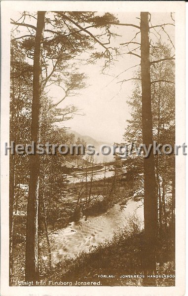 Utsigt fran Furuborg Jonsered. Postganget 24 december 1925. Forlag Jonsereds Handelsbod.jpg - Utsigt från Furuborg, Jonsered.