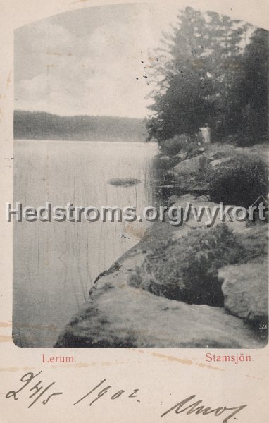 Lerum. Stamsjon. Postganget 24 maj 1902.jpg - Lerum. Stamsjön.Postgånget 24 maj 1902.