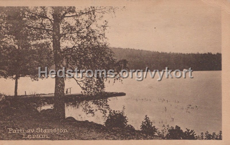 Parti av Stamsjon. 4 april 1920. Carl Broback forlag. 1154.jpg - Parti av Stamsjön.Postgånget 4 april 1920.Carl Brobäck förlag. 1154.