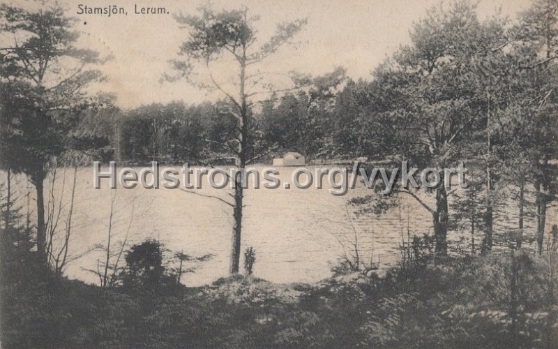 Stamsjon, Lerum. Postganget 8 juli 1909.jpg - Stamsjön, Lerum.Postgånget 8 juli 1909.