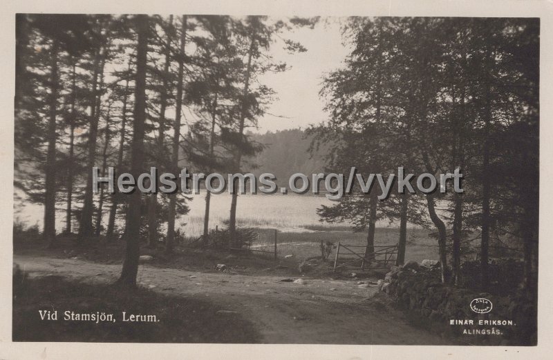 Vid Stamsjon, Lerum. Postganget 12 maj 1934. Einar Erikson, Alingsas.jpg - Vid Stamsjön, Lerum.Postgånget 12 maj 1934.Einar Erikson, Alingsås.
