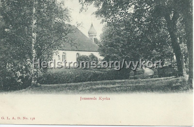 Jonsereds Lerums kyrka.jpeg - Jonsereds Kyrka.Odaterat.G.L.A.D. No. 136.Detta är Lerums kyrka innan ombyggnationen som var klar 1900.