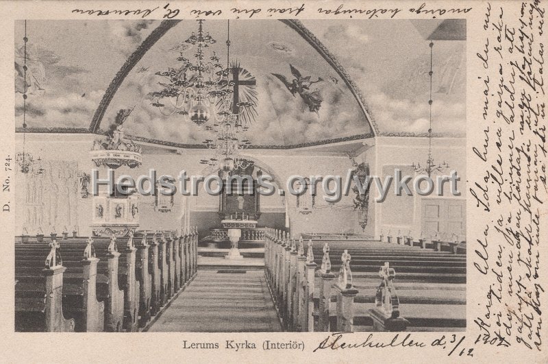 Lerums Kyrka (Interior) Postganget 3 december 1902.jpg - Lerums Kyrka (Interiör).Postgånget 3 december 1902.