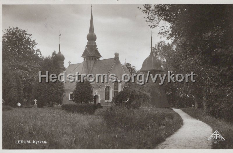 Lerum. Kyrkan. Postganget  22 augusti 1942. C.A Traff 870.jpg - Lerum. Kyrkan.Postgånget 22 augusti 1942.C.A Träff 870.