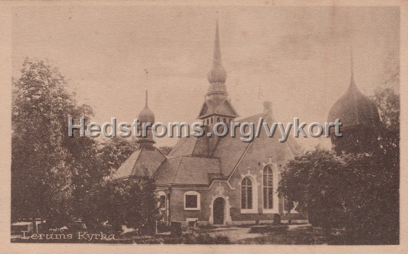 Lerums Kyrka. Postganget 3 november 1928. Carl Brobacks forlag.jpg - Lerums Kyrka.Postgånget 3 november 1928.Carl Brobäcks förlag.