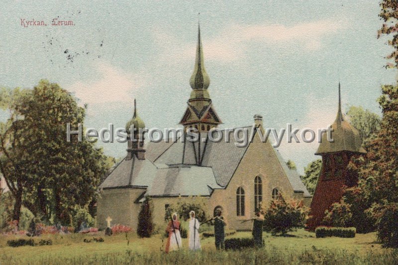 Kyrkan, Lerum. Postganget 21 juni 1915.jpg - Kyrkan, Lerum.Postgånget 21 juni 1915.