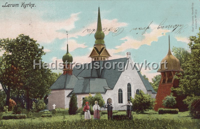 Lerum Kyrka. Postganget 3 mars 1904 Axel Eliassons Konstforlag, Stockholm No 3231.jpg - Lerum Kyrka.Postgånget 3 mars 1904.Axel Eliassons Konstförlag, Stockholm No 3231.