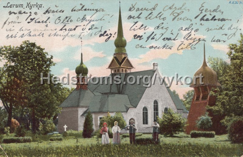 Lerum Kyrka. Postganget 6 maj 1903. AE3231.jpg - Lerum Kyrka.Postgånget 6 maj 1903.AE3231.