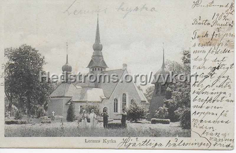Lerums Kyrka. Postganget 16 september 1902.jpeg - Lerums Kyrka.Postgånget 16 september 1902.