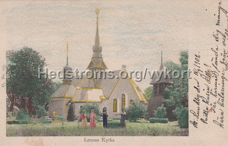 Lerums kyrka. Postganget 18 september 1902..jpg - Lerums kyrka.Postgånget 18 september 1902.