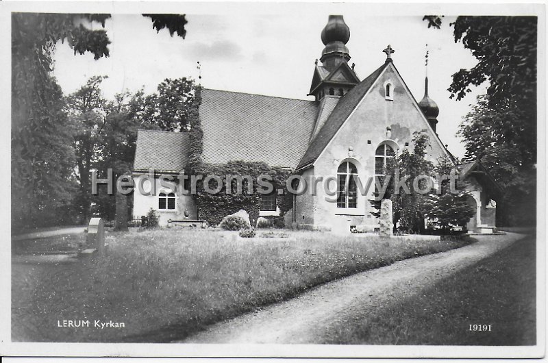 Lerum Kyrkan. Postganget 13 april. A. B. Alga, Stockholm.jpeg - Lerum Kyrkan.Postgånget 13 april.A. B. Alga, Stockholm 19191.
