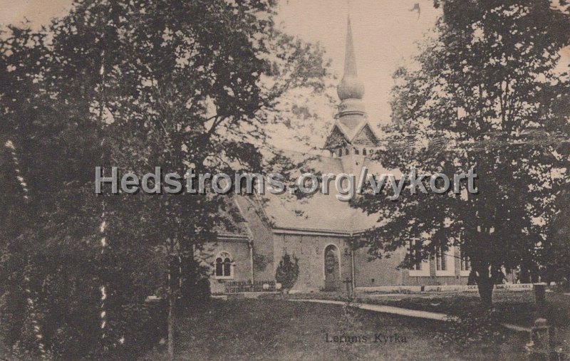 Lerums Kyrka. Postganget 5 juli 1922. Forlag Arvid Nilsson.jpg - Lerums Kyrka.Postgånget 5 juli 1922.Förlag: Arvid Nilsson.