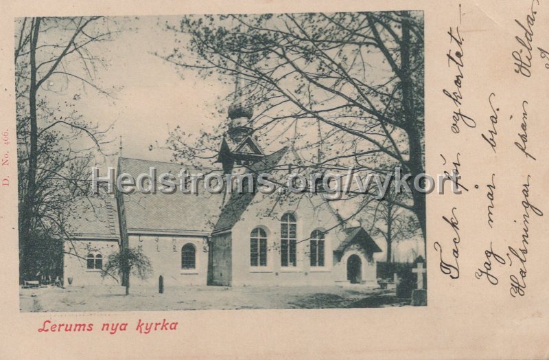 Lerums nya kyrka. Postganget 26 juni 1902.jpg - Lerums nya kyrka.Postgånget 26 juni 1902.