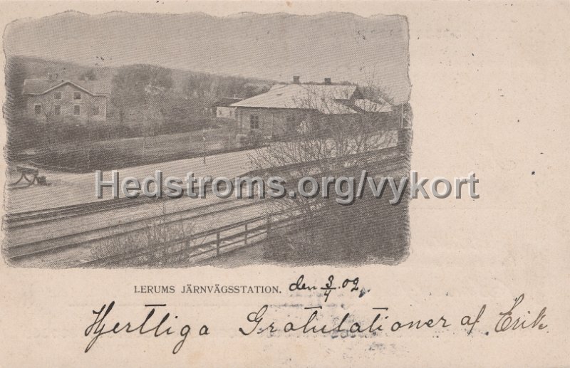 Lerums Jarnvagsstation. Postganget 3 april 1902.jpg - Lerums Järnvägsstation.Postgånget 3 april 1902.