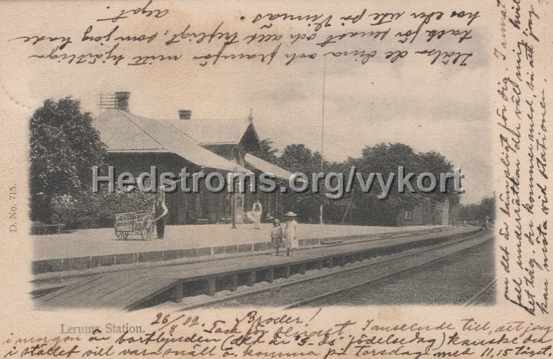 Lerums Station. Postganget 26 augusti 1902 D. No. 715.jpg - Lerums Station.Postgånget 26 augusti 1902.D. No. 715.