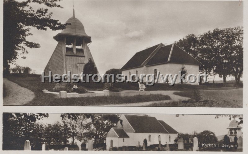 Kyrkan i Bergum. Odaterat. Forlag S. Johansson, Olofstorp.jpg - Kyrkan i Bergum.Odaterat.Förlag: S. Johansson, Olofstorp.