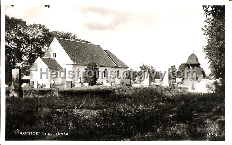 Olofstorp. Bergums kyrka. Odaterat. Pressbyran 19713.jpg - Olofstorp. Bergums kyrka.Odaterat.Pressbyrån 19713.