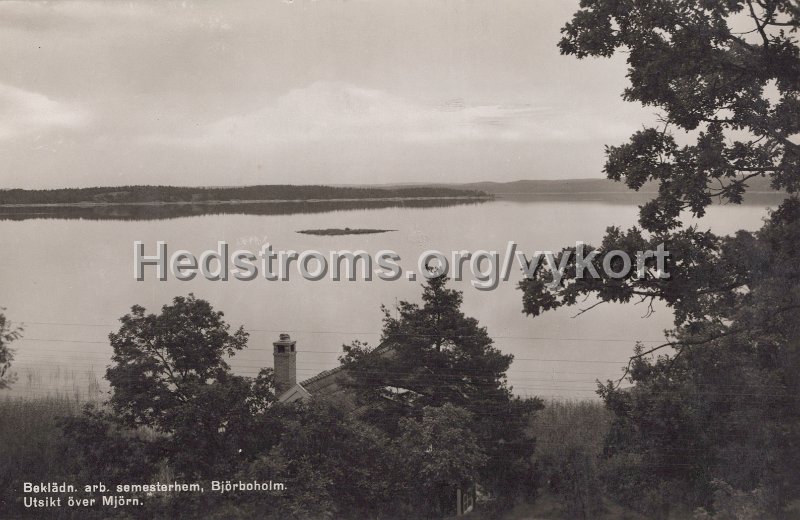 Bekladn. Arb. semesterhem, Bjorboholm. Utsikt over Mjorn. Odaterat.jpg - Beklädn. Arb. semesterhem, Björboholm. Utsikt över Mjörn.Odaterat.