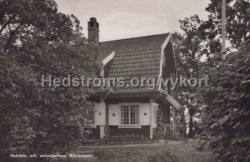 Bekladn. arb. semesterhem, Bjorboholm. Postganget 5 juli 1948.jpg - Beklädn. arb. semesterhem, Björboholm.Postgånget 5 juli 1948.