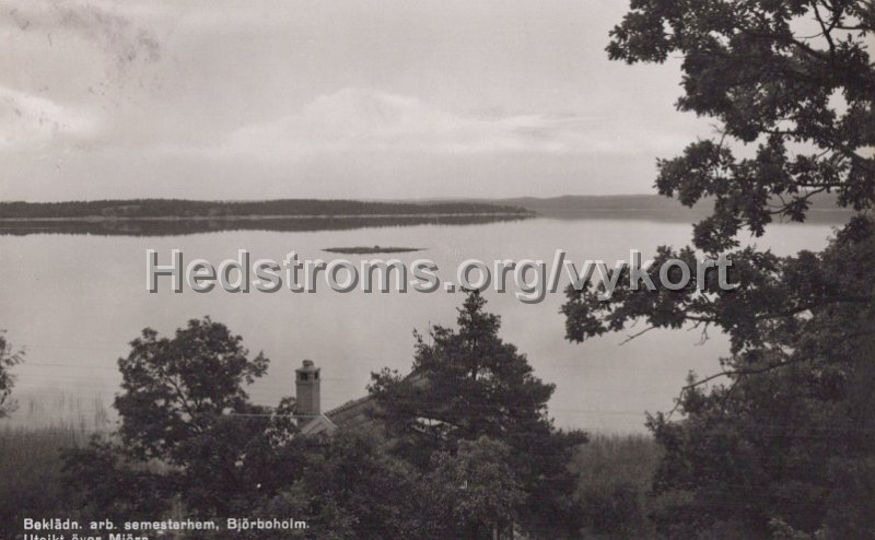 Bekladn. arb. semesterhem, Bjorboholm. Utsikt over Mjorn. Postganget 22 juli 1948.jpg - Beklädn. arb. semesterhem, Björboholm. Utsikt över Mjörn.Postgånget 22 juli 1948.