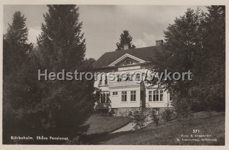 Bjorboholm. Ekasa Pensionat. Postganget 1953. Foto Ensamratt H. Lindenhag. Goteborg. 571.jpg - Björboholm. Ekåsa Pensionat.Postgånget 1953.Foto & Ensamrätt H. Lindenhag. Göteborg. 571.