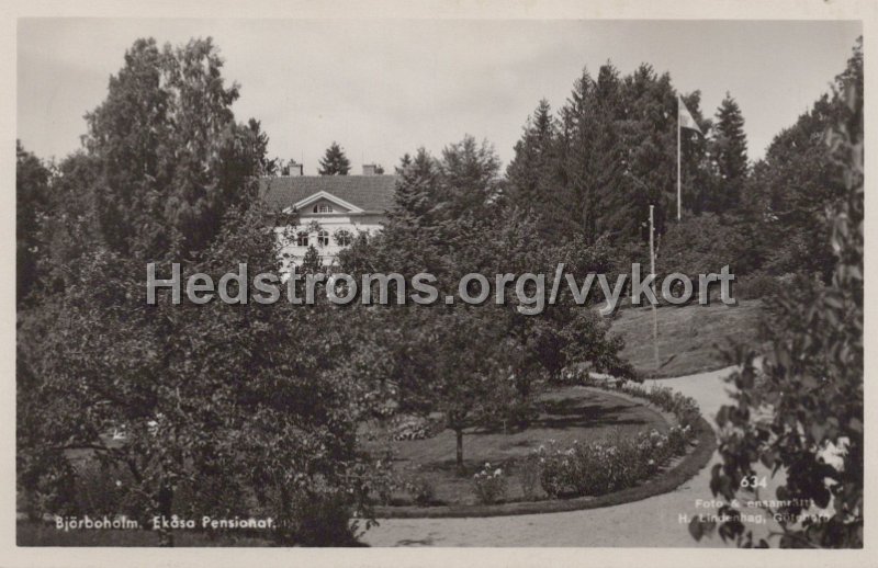 Bjorboholm. Ekasa Pensionat. Postganget 5 juni 1950. Foto Ensamratt H. Lindenhag, Goteborg. 634.jpg - Björboholm. Ekåsa Pensionat.Postgånget 5 juni 1950.Foto & ensamrätt: H. Lindenhag, Göteborg. 634.