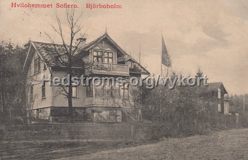 Hvilohemmet Sofiero, Bjorboholm. Postganget 24 januari 1911. J. E. Lindquist Vykortsforlag, Bjorboholm..jpg - Hvilohemmet Sofiero, Björboholm.Postgånget 24 januari 1911.J. E. Lindquist Vykortsförlag, Björboholm.