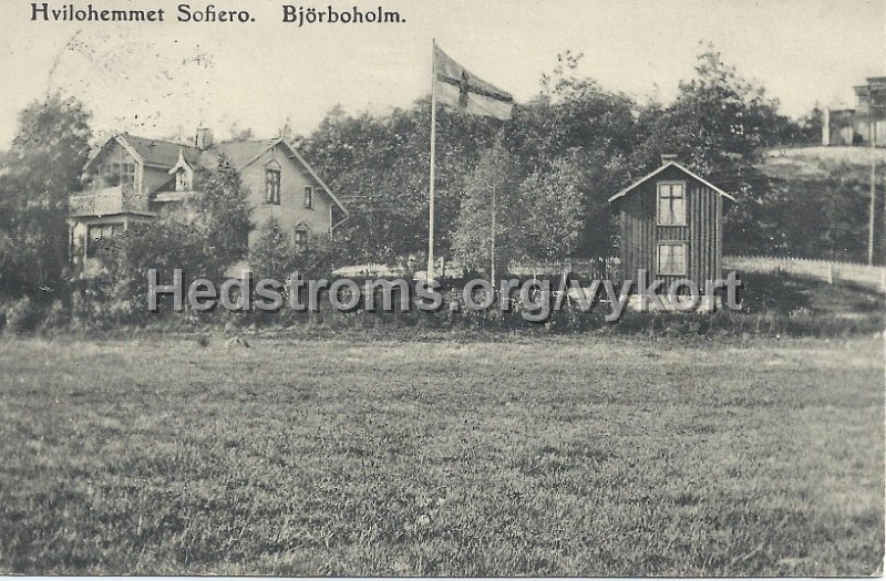 Hvilohemmet Sofiero. Bjorboholm. Postganget 29 november 1906. Forlag. J. Edu. Lindqvist.jpeg - Hvilohemmet Sofiero. Björboholm.Postgånget 29 nov 1906.Förlag: J Edu Lindqvist   C.L. 1010 Kholm.