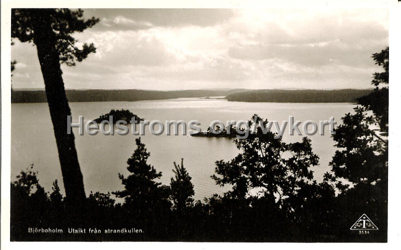 Bjorboholm. Utsikt fran Strandkullen. Postganget 13 juli 1948. C.A. Traff 3534.jpg - Björboholm. Utsikt från Strandkullen.Postgånget 13 juli 1948.C.A. Träff 3534.