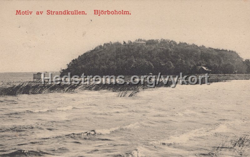 Motiv av Strandkullen, Bjorboholm. Postganget 27 maj 1912. J.E. Lindquists vykortsforlag, Bjorboholm.jpg - Motiv av Strandkullen, Björboholm.Postgånget 27 maj 1912.J.E. Lindquists vykortsförlag, Björboholm.