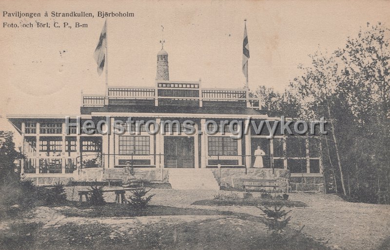 Paviljongen a Strandkullen, Bjorboholm. Postganget 17 juni 1910. Foto. och forl. C. P., B-m.jpg - Paviljongen å Strandkullen, Björboholm.Postgånget 17 juni 1910.Foto. och förl. C. P., B-m.