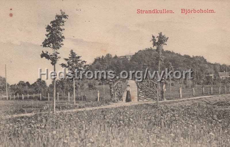 Strandkullen, Bjorboholm. Postganget 20 augusti 1911. J.E. Lindquists vykortsforlag, Bjorboholm.jpg - Strandkullen, Björboholm.Postgånget 20 augusti 1911.J.E. Lindquists vykortsförlag, Björboholm.