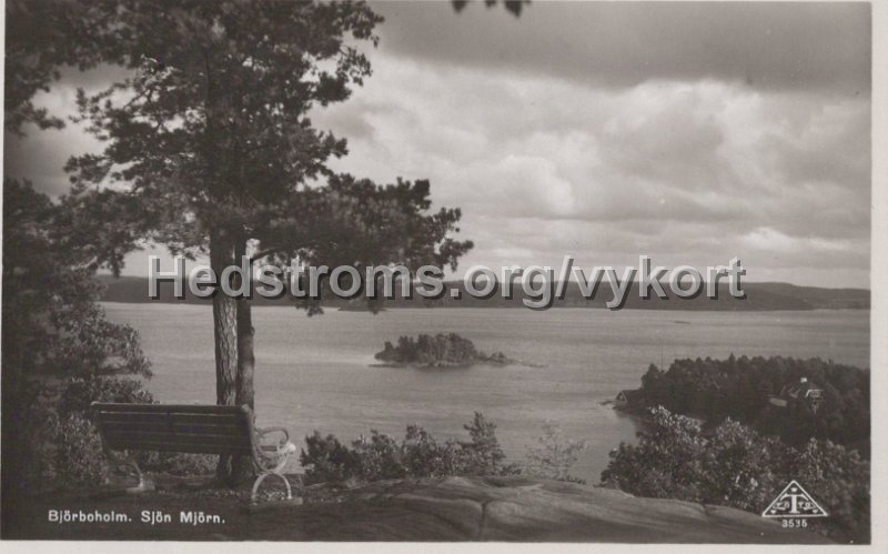 Bjorboholm. Sjon Mjorn. Postganget 4 augusti 1944. C. A. Traff. 3535.jpg - Björboholm. Sjön Mjörn.Postgånget 4 augusti 1944.C. A. Träff. 3535.