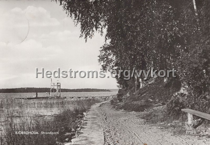 Bjorboholm. Strandparti. Postganget 10 juli 1959. Pressbyran 77292.jpg - Björboholm. Strandparti.Postgånget 10 juli 1959.Pressbyrån 77292.