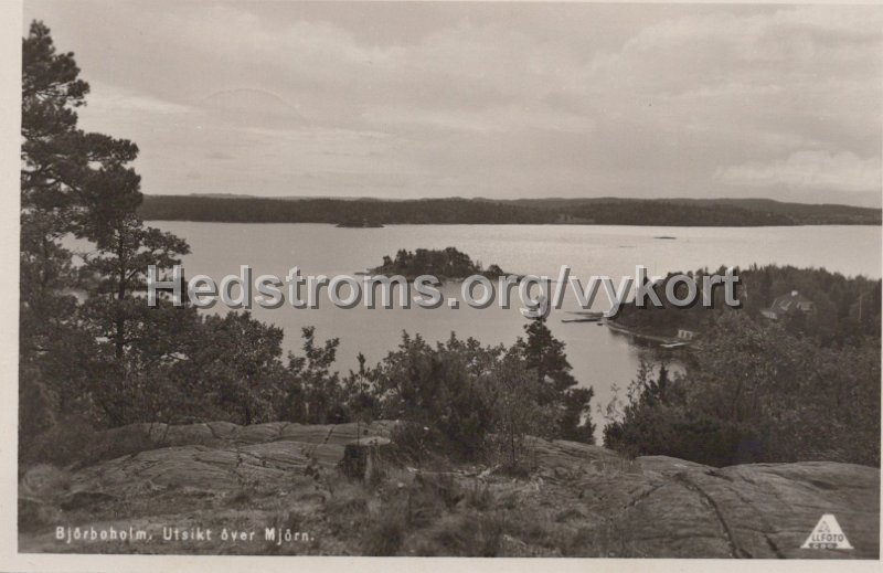 Bjorboholm. Utsikt over Mjorn. Postganget . Forlag A B All-Foto, Goteborg.jpg - Björboholm. Utsikt över Mjörn.Postgånget. Förlag: A/B All-Foto, Göteborg.