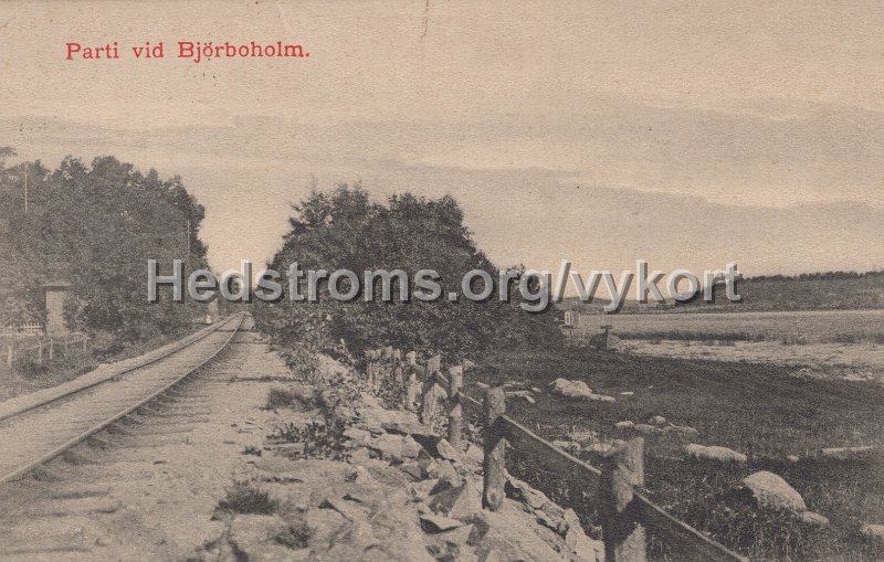 Parti vid Bjorboholm. Postganget 3 april 1915. J.E. Lindquists Vykortsforlag, Bjorboholm.jpg - Parti vid Björboholm.Postgånget 3 april 1915.J.E. Lindquists Vykortsförlag, Björboholm.