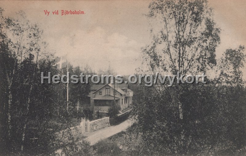 Vy vid Bjorboholm. Postganget 23 juli 1907.jpg - Vy vid Björboholm.Postgånget 23 juli 1907.