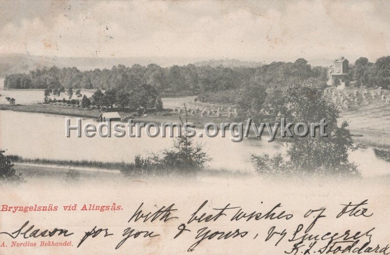 Bryngelsnas vid Alingsas. Postganget 1 januari 1902.jpg - Bryngelsnäs vid Alingsås.Postgånget 1 januari 1902.A. Norelius Bokhandel.