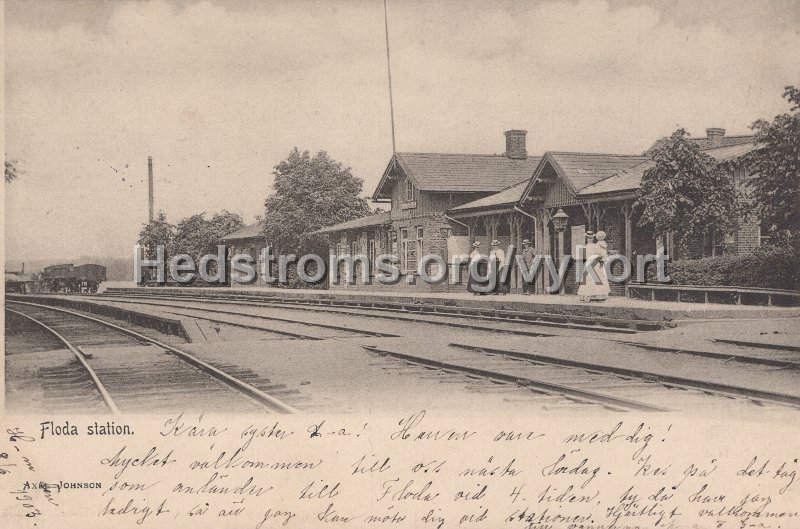 Floda STation. Postganget 8 juni 1903. Axel Johnson.jpg - Floda Station.Postgånget 8 juni 1903.Axel Johnson.