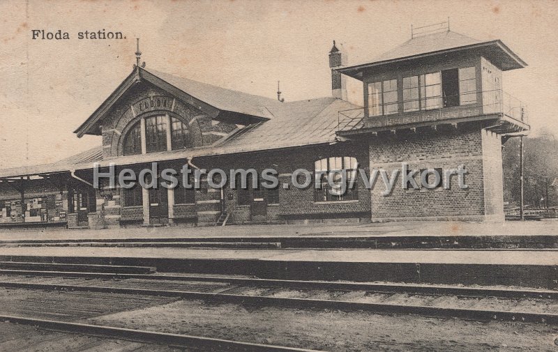 Floda station. Postganget 18 oktober 1912.jpg - Floda station.Postgånget 18 oktober 1912.