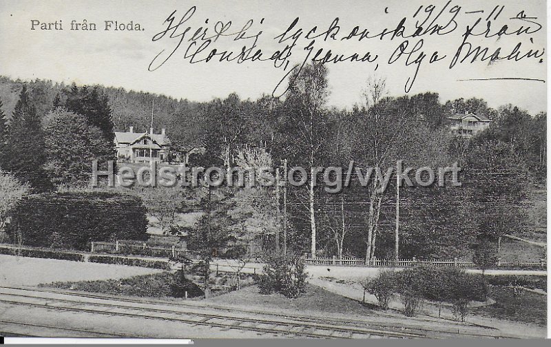 Part fran Floda. Postganget 19 september 1911. Axel Johnson, Floda.jpeg - Parti från Floda.Postgånget 19 september 1911.Axel Johnson, Floda.