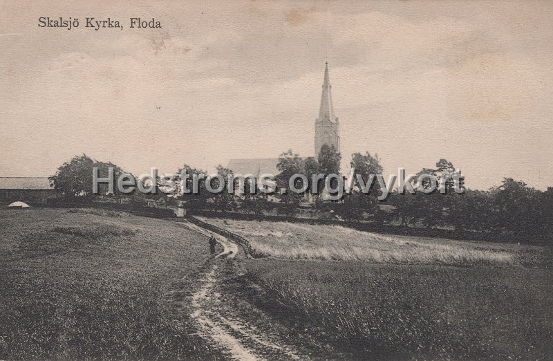 Skalsjo Kyrka, Floda. Postganget 23 juli 1912. Forlag Axel Johnson, Floda.jpg - Skalsjö Kyrka, Floda.Postgånget 23 juli 1912.Förlag: Axel Johnson, Floda.