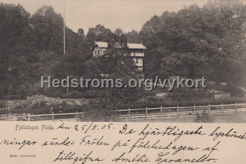 Fjellstugan Floda. Postganget 25 augusti 1905. Axel Johnson.jpg - Fjellstugan Floda.Postgånget 25 augusti 1905.Axel Johnson.