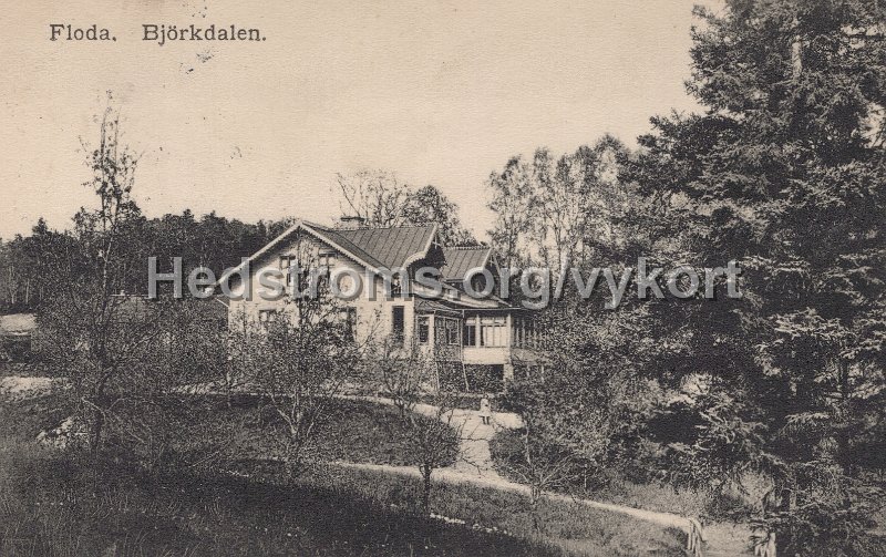 Floda. Bjorkdalen. Postganget 22 augusti 1921. Axel Johnson, Floda.jpg - Floda. Björkdalen.Postgånget 22 augusti 1921.Axel Johnson, Floda.