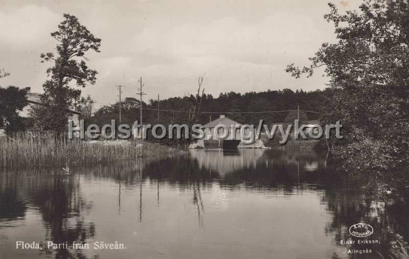 Floda, Parti fran Savean. Postganget 8 september 1936.jpg - Floda, Parti från Säveån.Postgånget 8 september 1936.Einar Erikson, Alingsås.